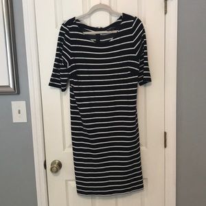 Banana republic Navy + White Striped Dress
